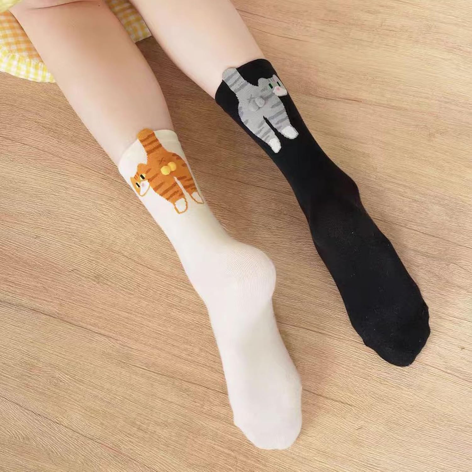 Cute Cat Butt Socks, Funny Animal Novelty Crew Socks, Novelty Cotton Sock for Women（2Pair）