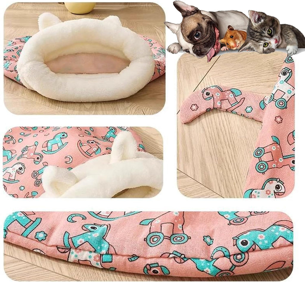 Cozy Convertible Pet Cave Sleeping Bag for Cats, Small Dogs & Rabbits – Plush Indoor Bed