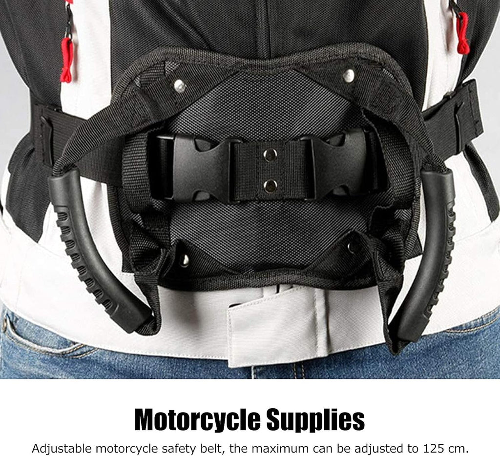 Adjustable Motorcycle Passenger Grip Belt with Dual Handles, Oxford Cloth & Breathable Mesh Support Strap for Scooter, Bike & Rear Rider Use