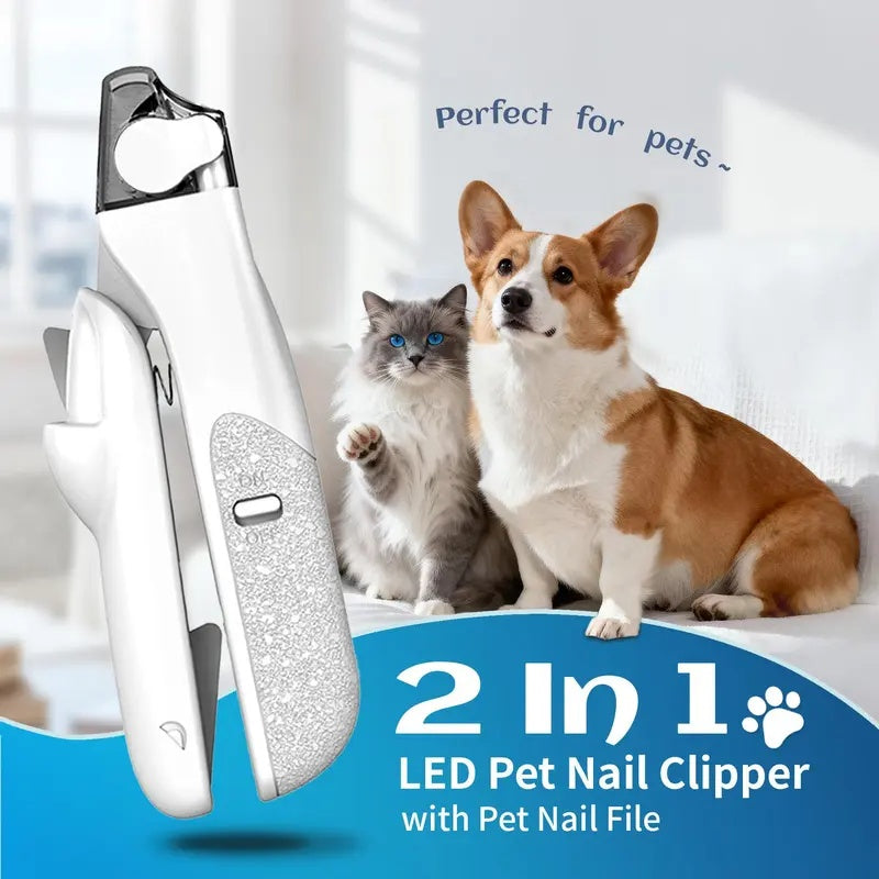 2 IN 1 Pet Nail Clipper, with LED Light for Pet with the light Nails,Precise Cat & Dog Nail Trimmer For Safe