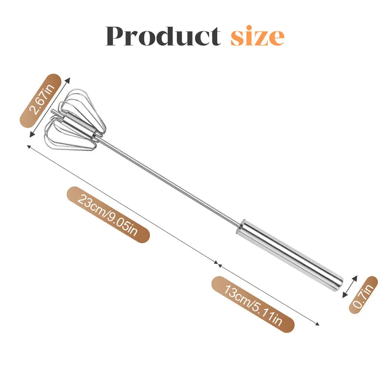 AA Food-Grade Stainless Steel Hand-Push Rotary Whisk, Rust-Resistant with Sturdy Riveted Construction, Semi-Automatic Kitchen Utensil for Coffee, Egg Whisking and Cooking Tasks, Easy to Clean Kitchen Cooking Accessories Kitchen Gadgets
