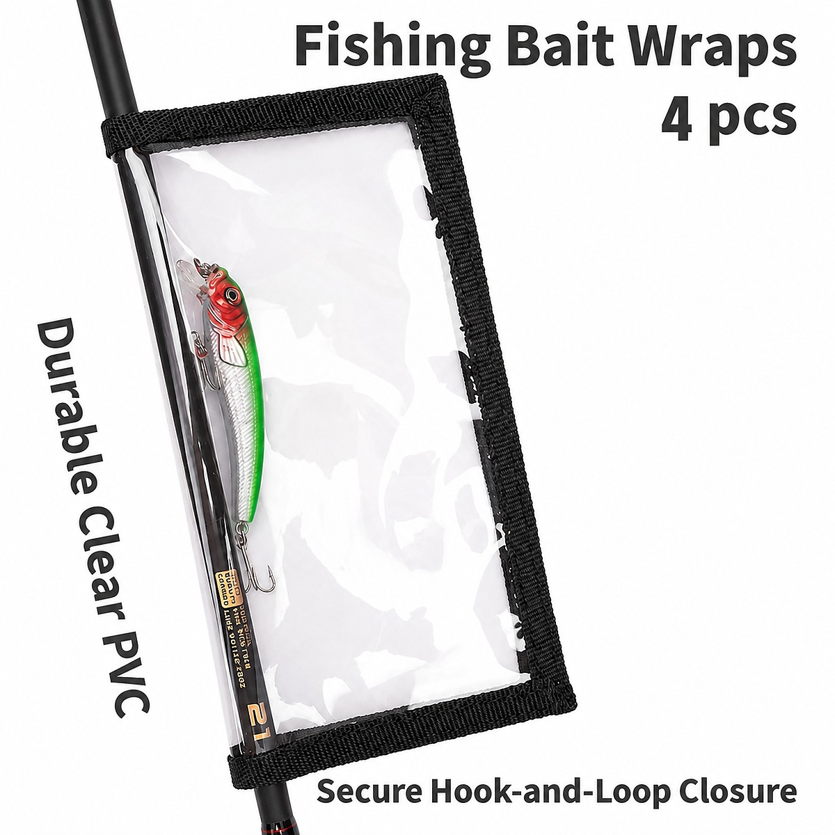 4 Pack Fishing Bait Cover Durable Clear 0.5mm PVC Lure Wrpas for Shape Fishing Hooks Fishing Bait Storage Protector for Saltwater Freshwater Fishing Gear 2Large+2Medium