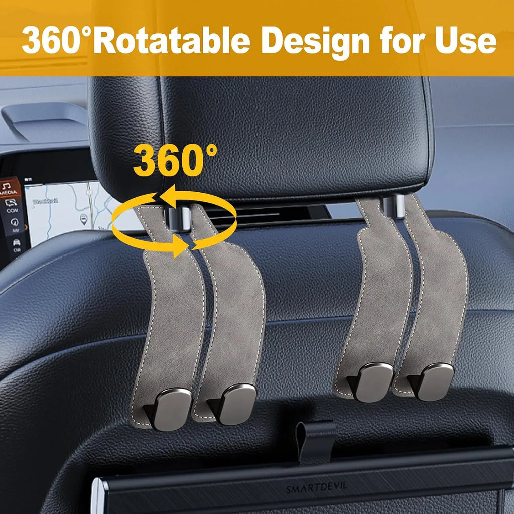 2-Pack Car Headrest Hooks, Heavy-Duty Car Seat Organizer Hooks for Purses, Handbags, Groceries & Backpacks