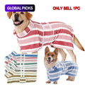 Quick-Drying Dog Bathrobe, 1-Piece Striped Pet Dressing Gown with Adjustable Belly Band, Super-Absorbent Super-Soft Fabric
