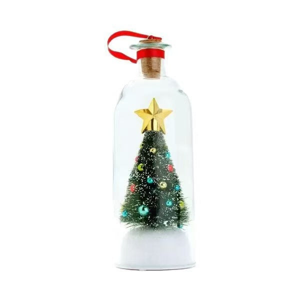 Recordable Christmas Message in a Bottle – Glass Holiday Keepsake with Mini Tree, Rose or Snowman