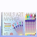 12-Color Ultra-Fine Nail Art Pen Set (0.5mm) - Waterproof & Quick Dry