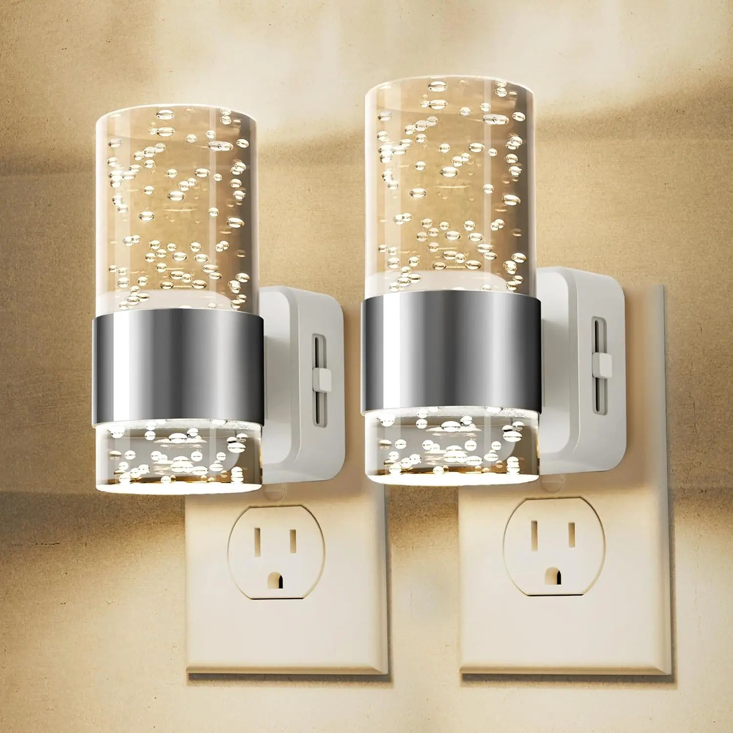 2 Packs Acrylic Aesthetics Night Light, Auto Dusk to Dawn Sensor LED Night Light for Bedroom Kitchen, Dimmable