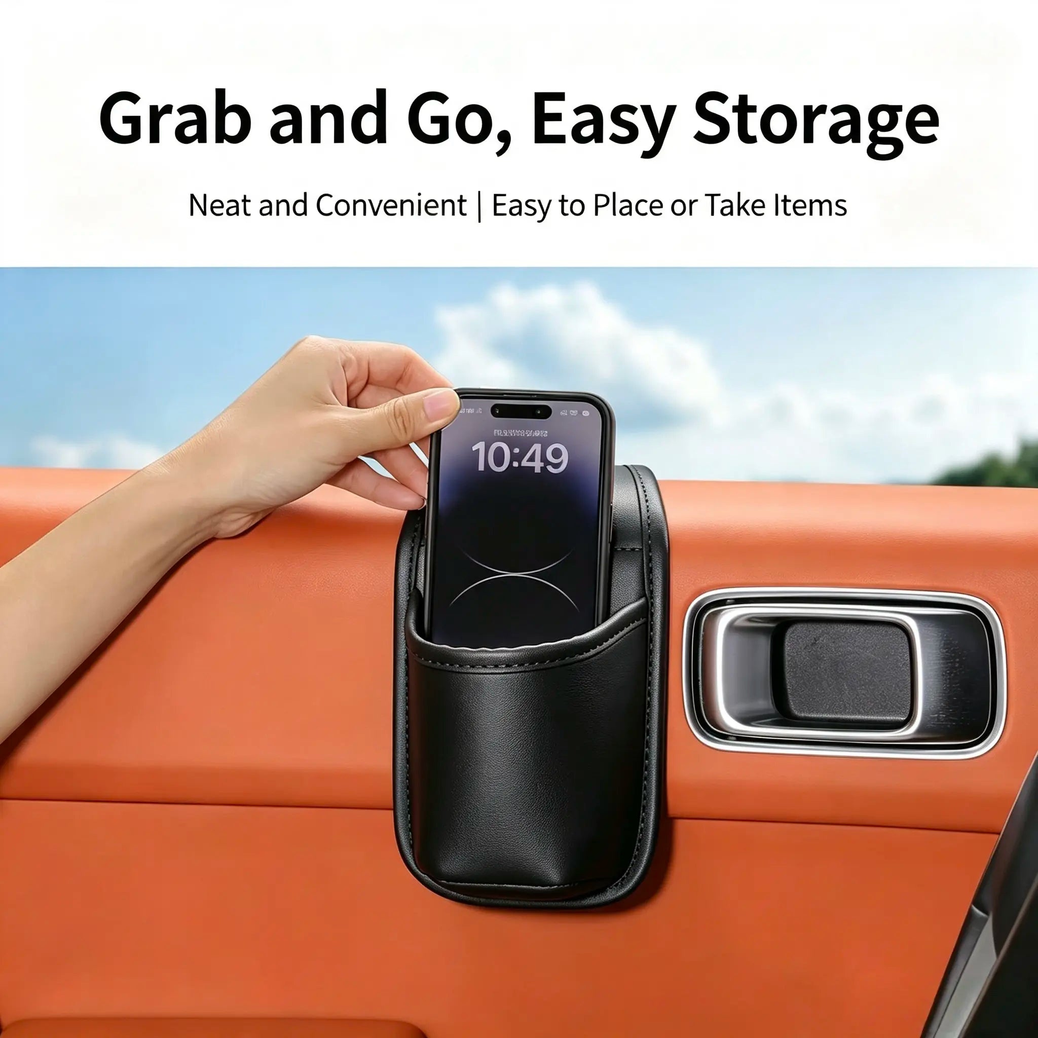 Car Door Storage Pocket, Double-Layer Organizer with Residue-Free Adhesive for Phones, Keys & Small Items, Fits Most Sedans, SUVs & Trucks