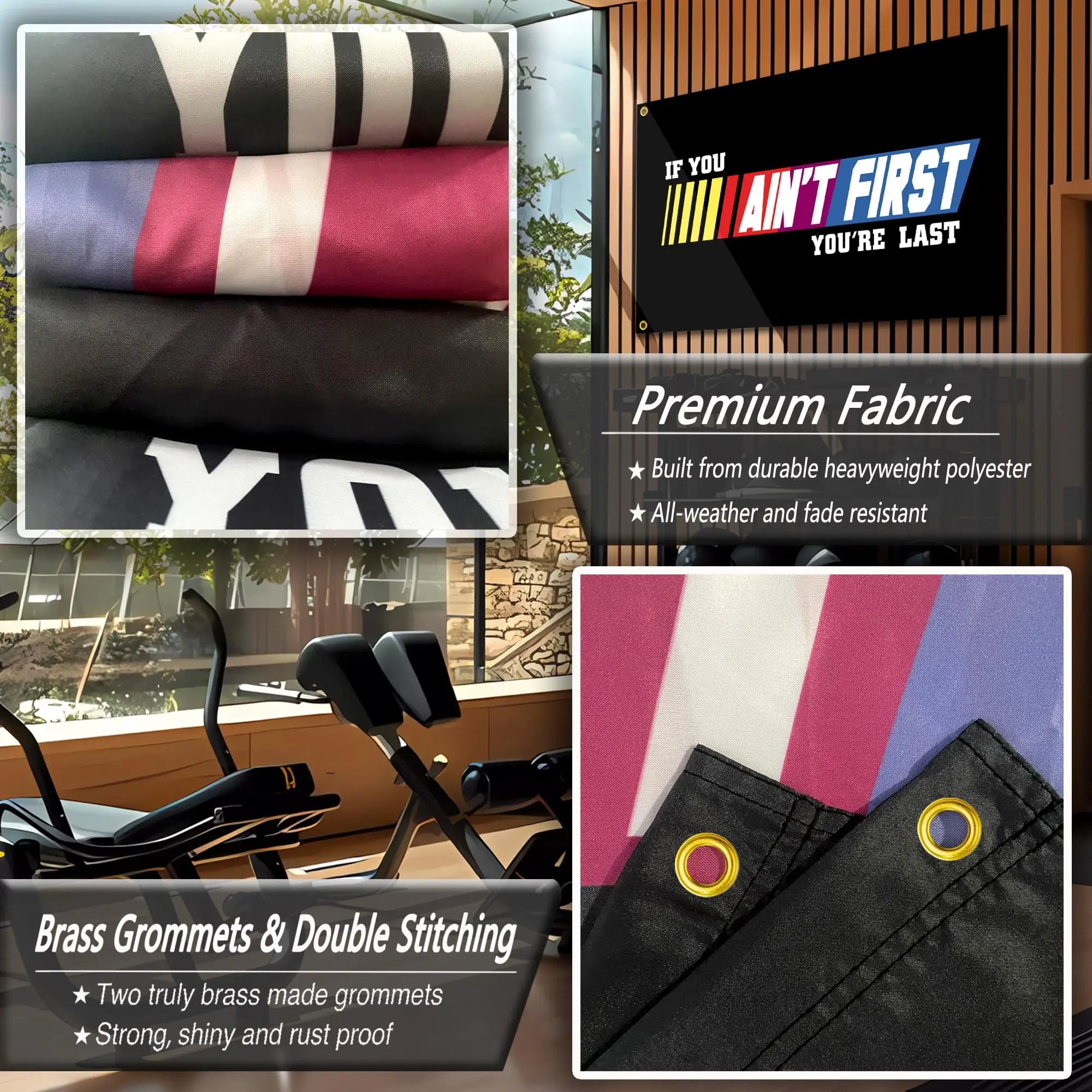 "If You Ain't First You're Last" Flag - 3x5 Ft Motivational Banner for Gym & Dorm