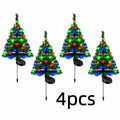 Solar Outdoor Lights, 4-Pack 27.6-Inch Pre-Lit Multicolor LED Christmas Tree Pathway Lights, Regular or Strawberry Light String Upgrade, Auto On/Off for Yard & Garden