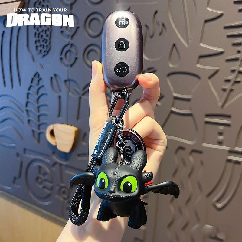 DIYCOM How to Train Your Dragon Night Fury Dragon Keychain Glow in the Dark Mini Dragon Pendant with Moving Wings Trendy Bag Charm Car Ornament Keychain Gift Christmas Gift Birthday Peripheral