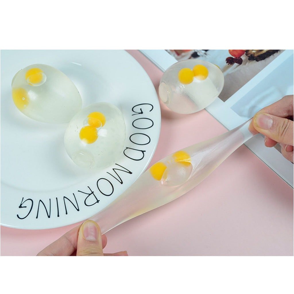 3 Pack Double Yolk Egg Squishy Stress Relief Toys, Transparent Food Shaped Fidget Toys, Slow Rebound Egg Squeeze Toys for Anxiety Relief, Desk Toys, Sensory Play Gifts