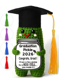 Graduation Pickle Funny Handmade Crochet Grad Gifts for Him Her - Cute Congrats Class of 2026 High School College Graduation Gifts with 5 Color Tassels