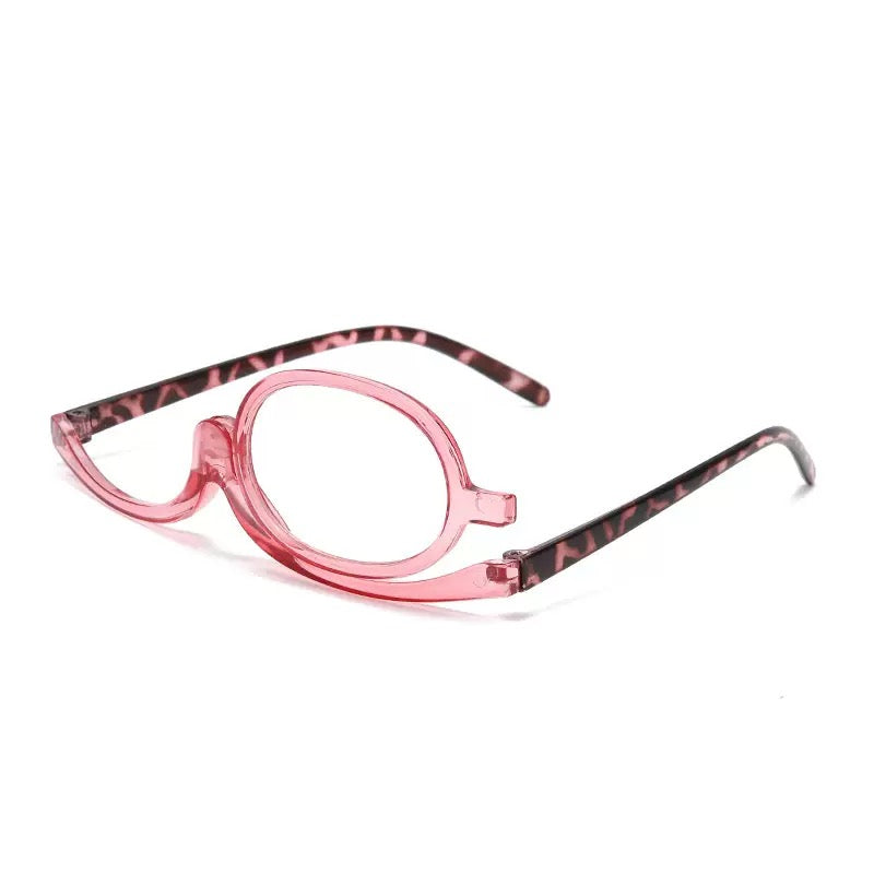 Makeup Reading Glasses with Rotating Single Lens for Precise Eye Makeup, Multiple Strengths +1.00 to +4.00
