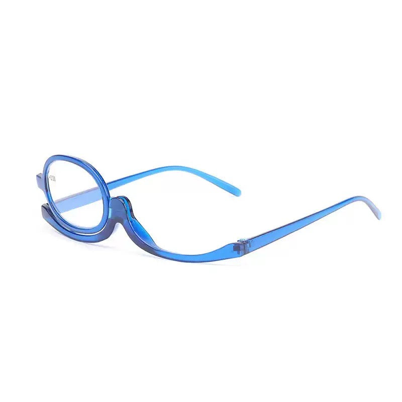 Makeup Reading Glasses with Rotating Single Lens for Precise Eye Makeup, Multiple Strengths +1.00 to +4.00