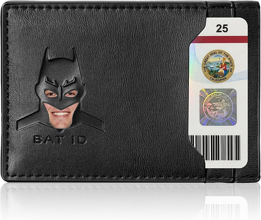 Leather Bat Wallet, Superhero Card Holder with Multiple Card Slots, Face Eyes Cutout Card Holder, Personalized ID Wallet