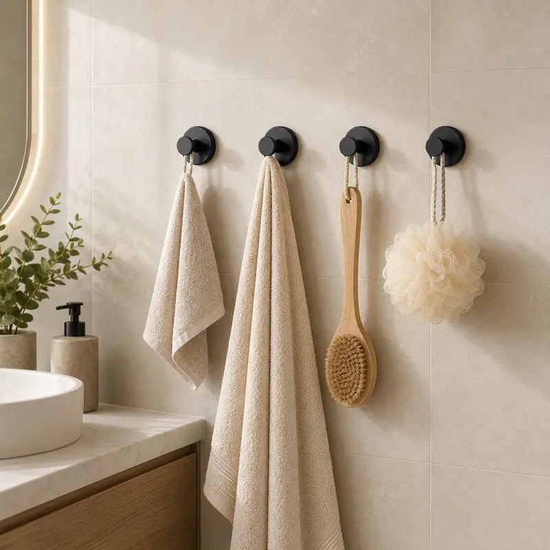 Heavy-Duty Adhesive Wall Hooks, 15 lb Capacity Waterproof No-Drill Hooks for Bathroom, Kitchen & Home Storage, 4 or 8 Pack