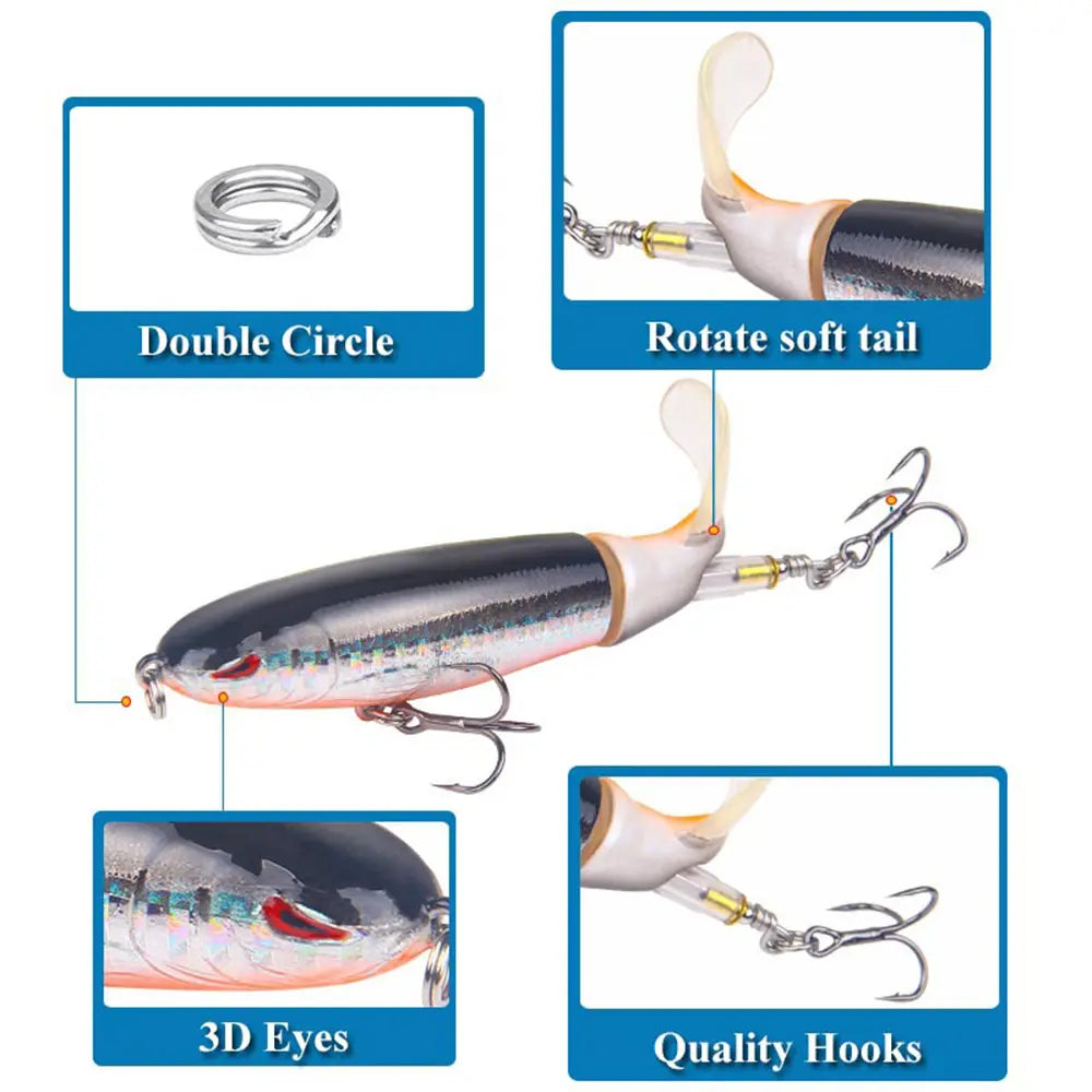 5/10pcs Artificial Fishing Lure, 13.5g Simulation Fishing Lure with Hook, Fishing Accessories for Outdoor Fishing Equipment, 10cm Whopper Plopper, Swimbaits, Fishing Lure Bait