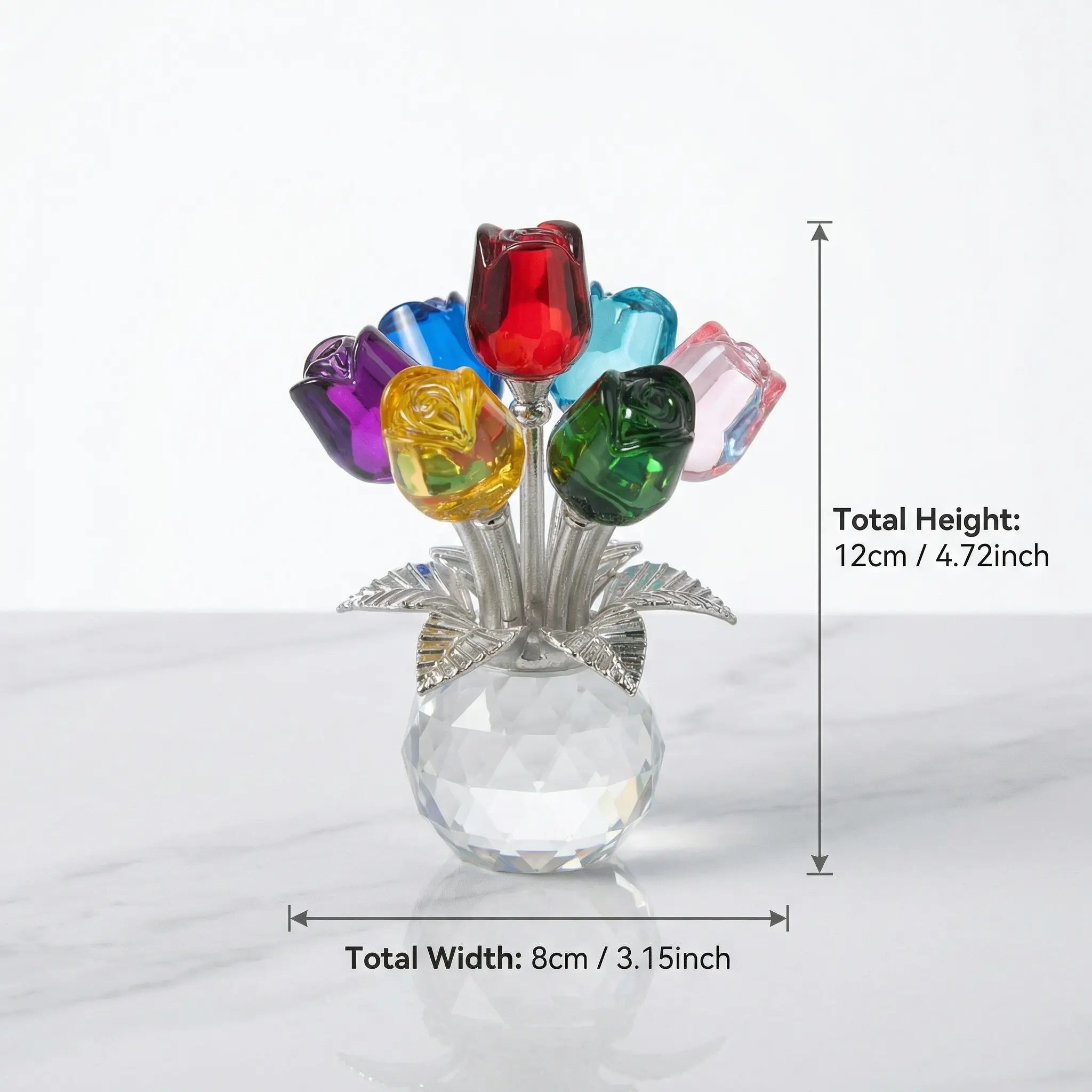 Handcrafted K9 Crystal Rose Bouquet Figurine - Eternal Gift for Her