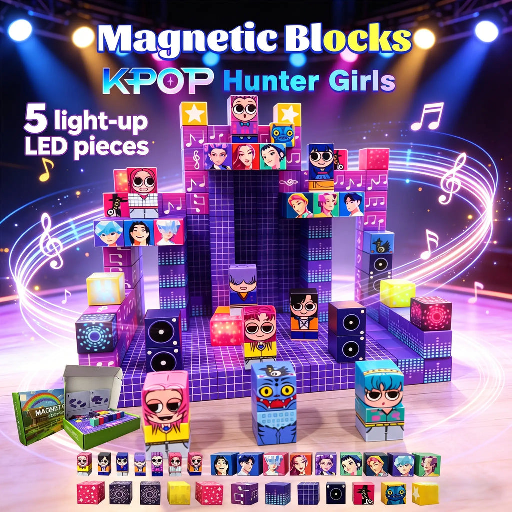 KPOP Hunter Girls Anime Building Blocks with 5 Light-up LED Pieces