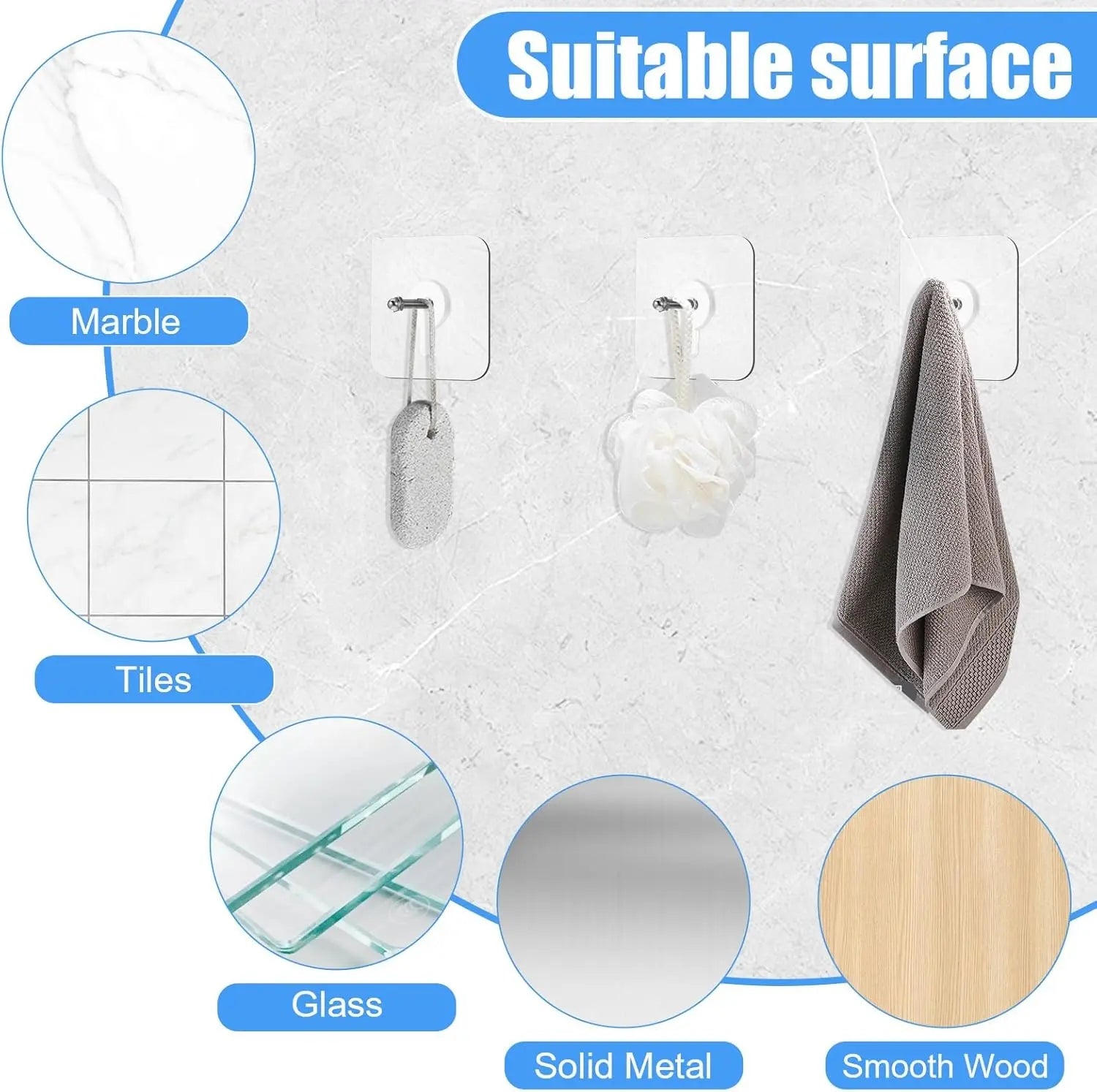 BUY 10 GET 10 FREE  20PCS Adhesive Frame Hooks Wall Mount Self-Adhesive Hooks Suitable for Bathroom and Kitchen Decoration