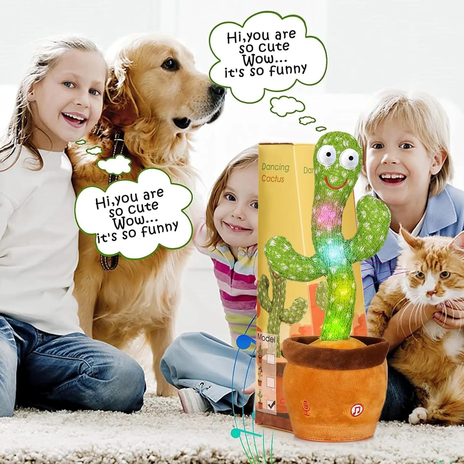 EMOIN Talking Cactus Toy, Interactive Toys Dancing Cactus Toy Mimicking Repeating What You Say, Toddler Infant Baby Toys Gifts for 6 7 8 9 10 Month Old Baby LED Musical Toy
