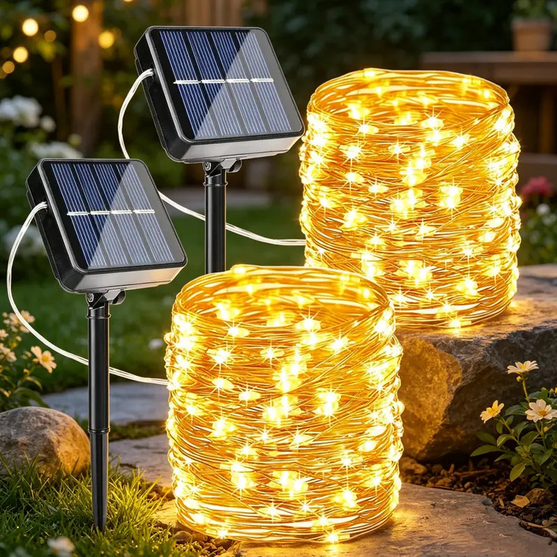2-Pack Solar Outdoor String Lights, 80FT 240 LED Waterproof Fairy Lights with 8 Modes for Garden, Party, Patio Decor, Solar Outdoor Lights