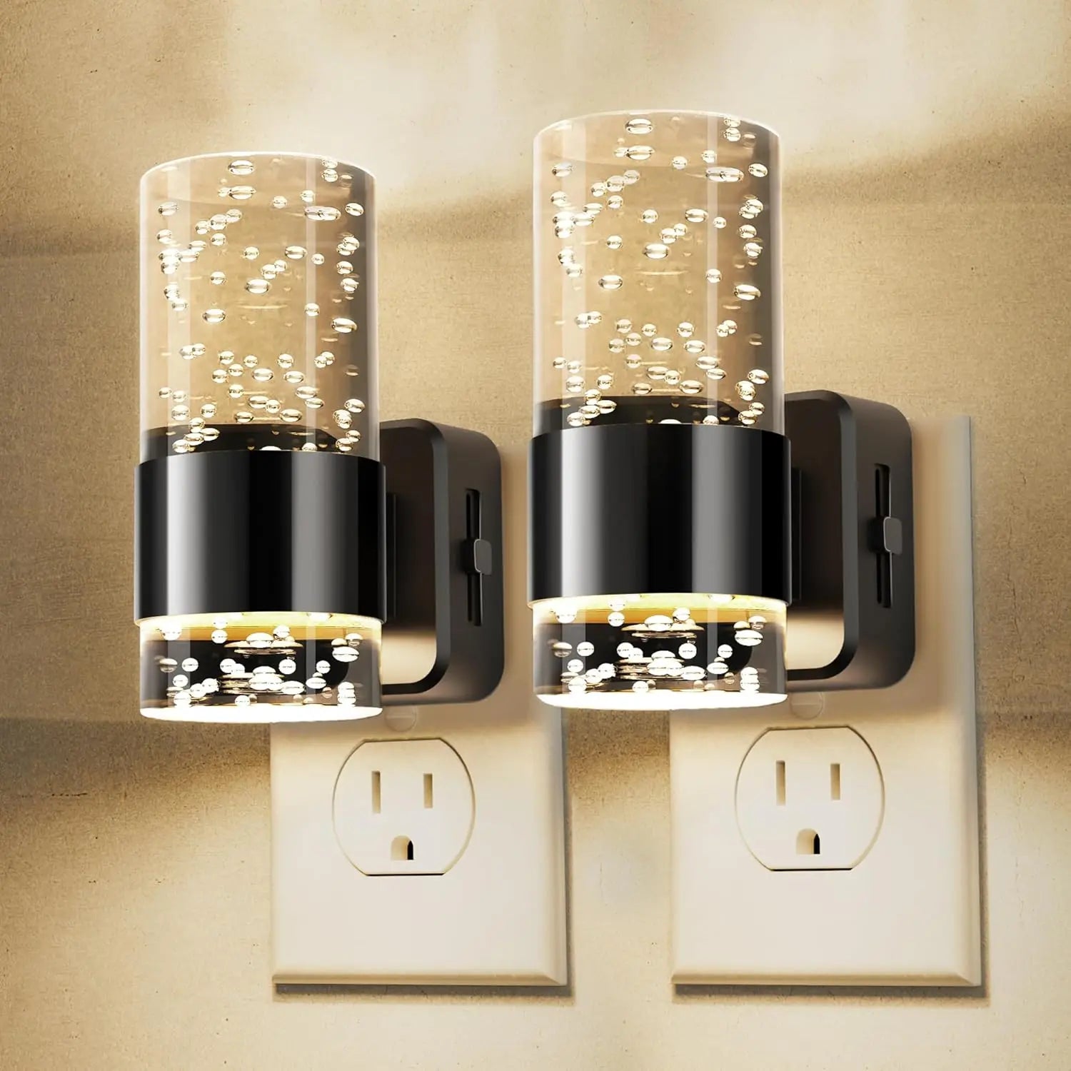 2 Packs Acrylic Aesthetics Night Light, Auto Dusk to Dawn Sensor LED Night Light for Bedroom Kitchen, Dimmable