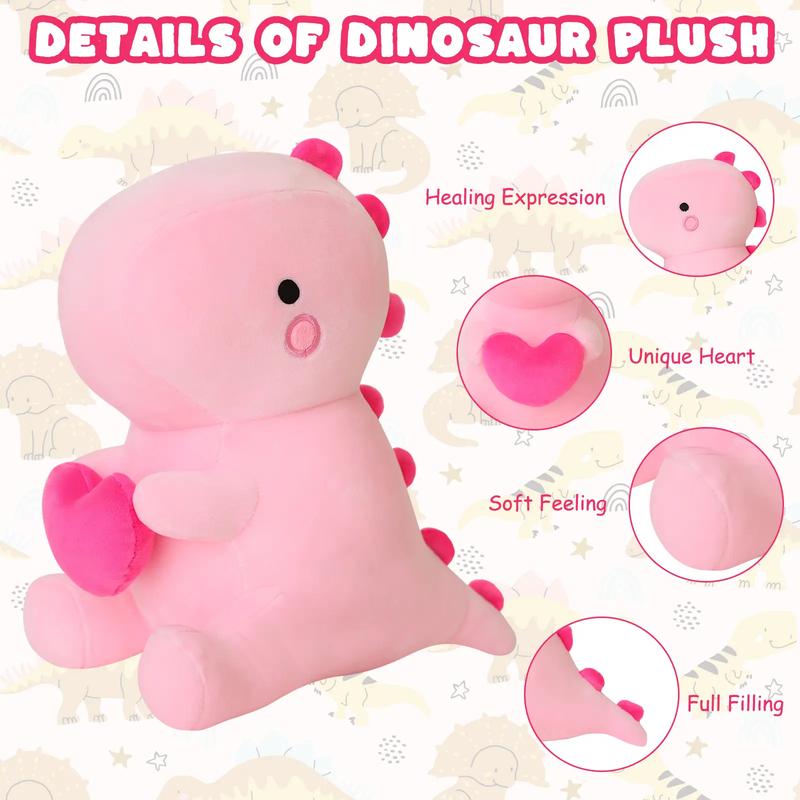 SQEQE Dinosaur Stuffed Animal, Loving Soft Dino Plush Toys with Holding Heart, Sweet Romantic Anniversary Birthday Gift for Her,Valentine's Day gift