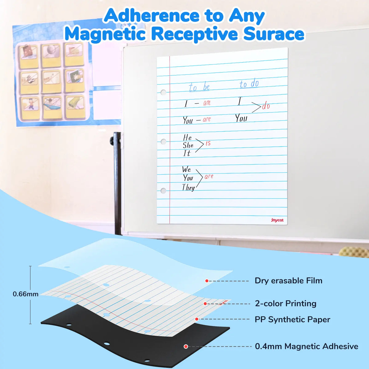 Giant Magnetic Lined Dry Erase Sheet, 22 × 16.9 in Reusable Writing Pad for Teachers, Classroom, Homeschool & Office