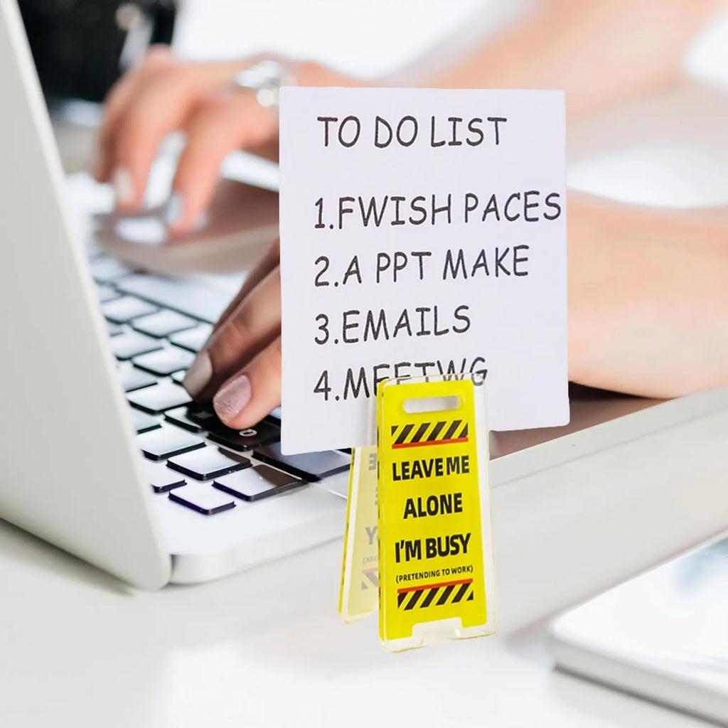 10Pcs Funny Acrylic Desktop Warning Signs - Waterproof Meme Message Clips with Adhesive for Office Desk & Home, Humor Gag Gift for Boss or Coworkers