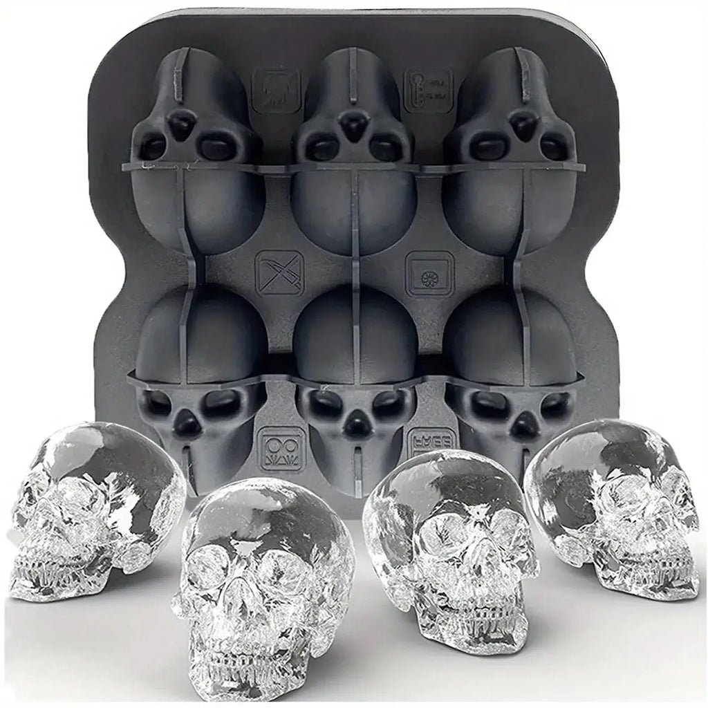 3D Skull Silicone Ice Cube Mold (6-Cavity/BPA-Free)