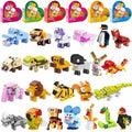 Animal Building Blocks Valentines Cards for Kids 2025 Valentine's Day Gifts 24Pcs & 26Pcs Heart-Shaped Boxes with Love Notes Creativity Imagination Playtime Wind-up toy