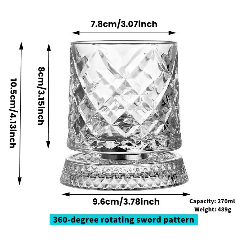 Star-Cut Rotating Crystal Glass - Elegant 360° Spinning Whiskey Tumbler