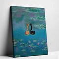 Black and Orange Cat Print Monet Waterlily Funny Wall Art Poster for Home Valentines Day Decor