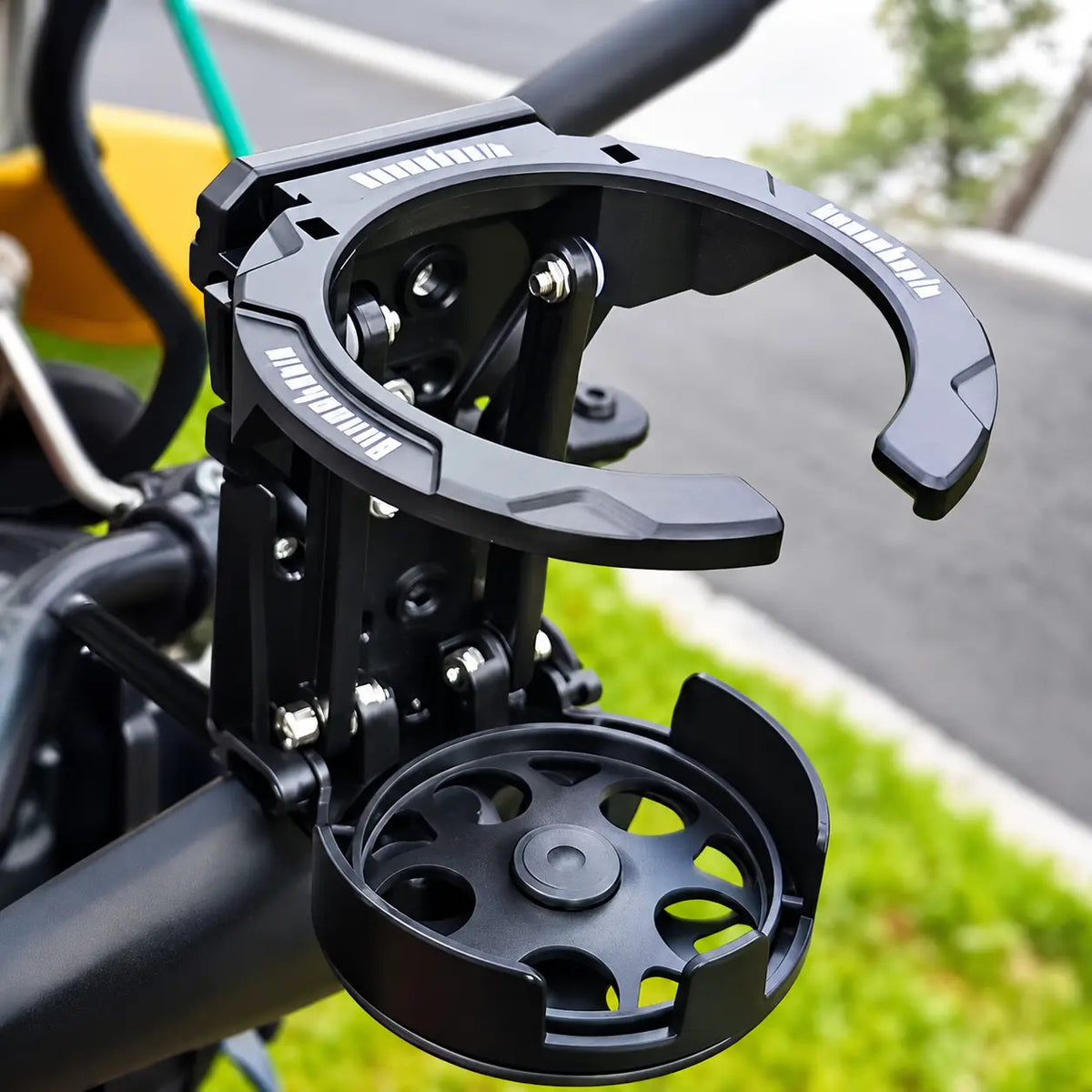 360° Rotating Foldable Bike & Motorcycle Cup Holder, Adjustable Bottle Cage with Quick-Fold Design for Bicycle, Scooter, Stroller & Outdoor Riding