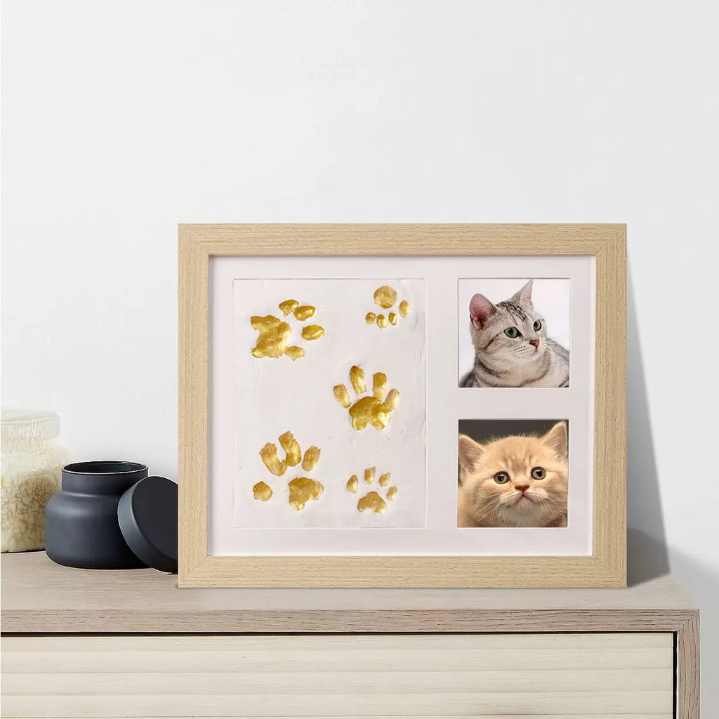 DIY Baby Handprint & Footprint Keepsake Frame Kit with Air-Dry Clay, 2 Photo Openings, Paint Set & Display Stand for Newborn, Pet Paw Prints & Family Gifts