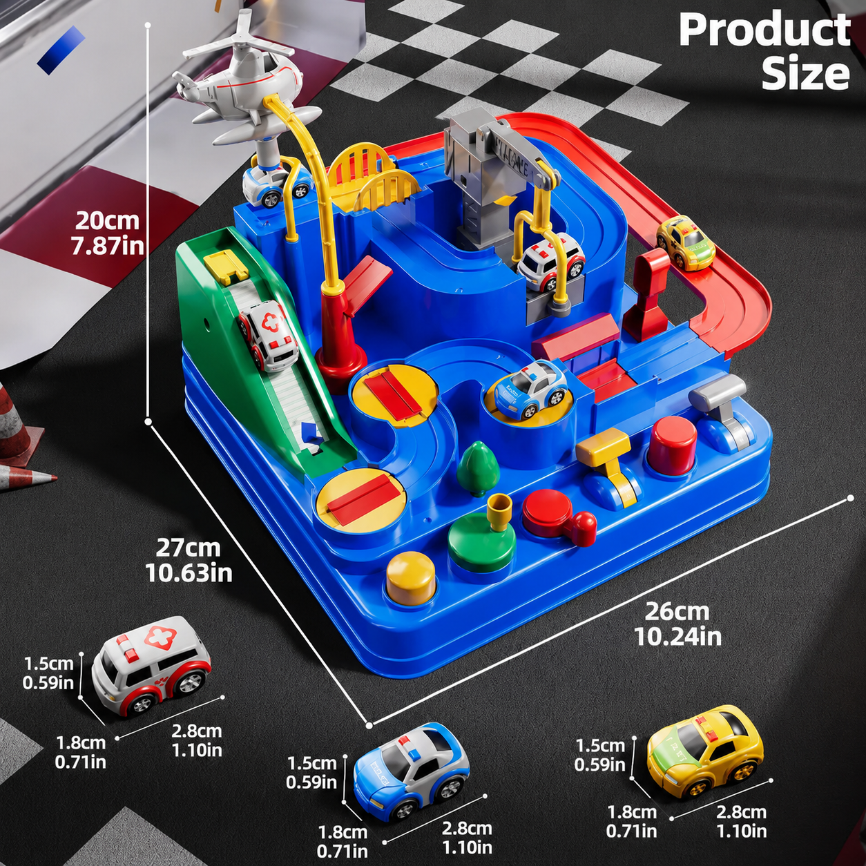 Car Race Track Toy for Kids Ages 3+, Interactive City Track Set with 4 Random Mini Cars, Educational Birthday Gift for Toddlers