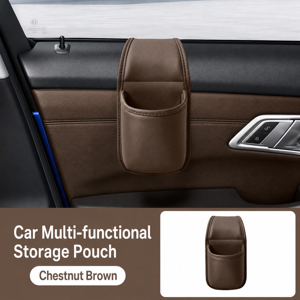 Car Door Storage Pocket, Double-Layer Organizer with Residue-Free Adhesive for Phones, Keys & Small Items, Fits Most Sedans, SUVs & Trucks