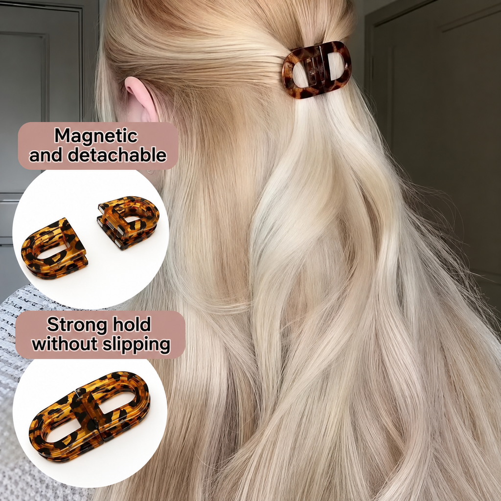 2D Flat, Women's Magnetic Hair Clips Suitable for - Strong Hold Non-Slip Magnetic Hair Claw Clips, No Marks Residue-Free, Flat Magnetic Clips Suitable for Home, Travel,, - Easy to Use Hairstyle for Women