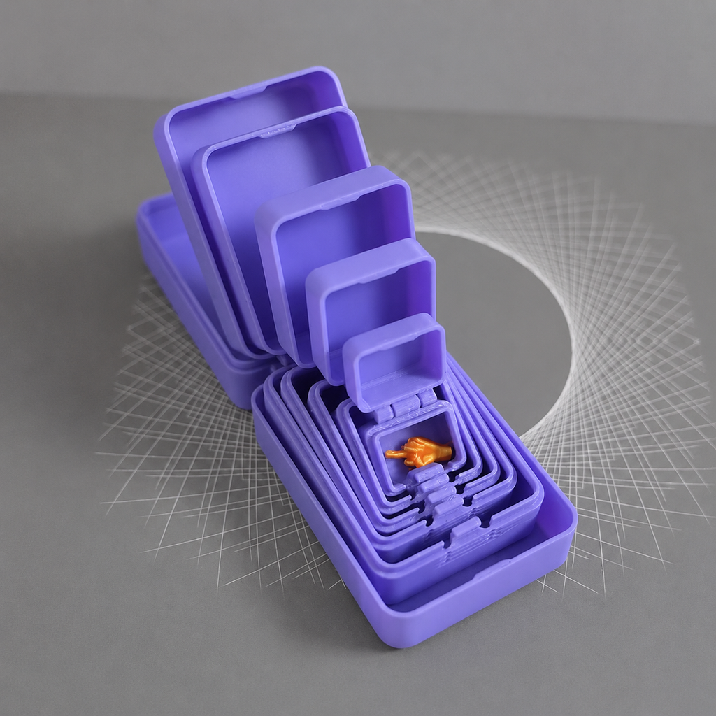 7-Layer 3D Printed Nesting Surprise Box with Hidden Middle Finger