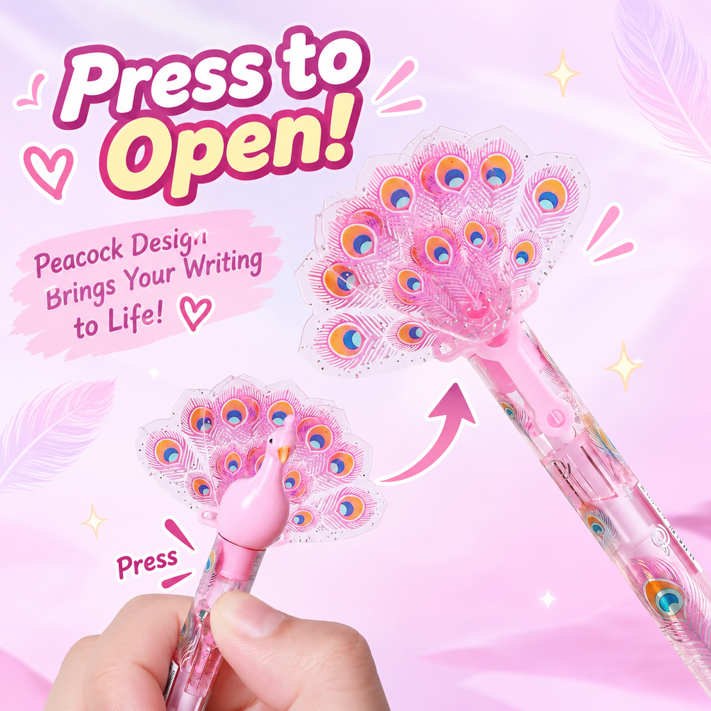 7-Style Interactive Pen Set, Cute Multi-Color Novelty Pens with Wings, Birds, Peacock, Magnetic & Transforming Designs for School, Office, Journaling & Gifts