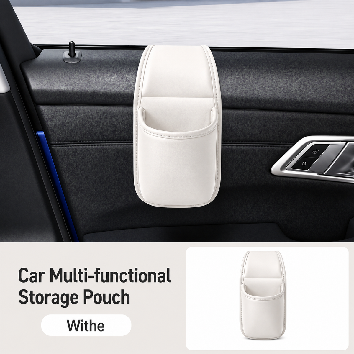 Car Door Storage Pocket, Double-Layer Organizer with Residue-Free Adhesive for Phones, Keys & Small Items, Fits Most Sedans, SUVs & Trucks