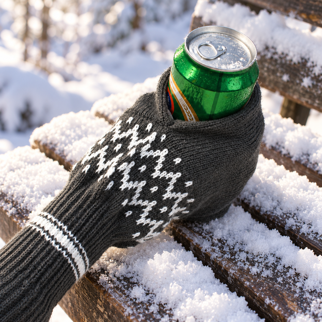Knitted Beer Glove – Striped Warm Bottle Holder Mitten