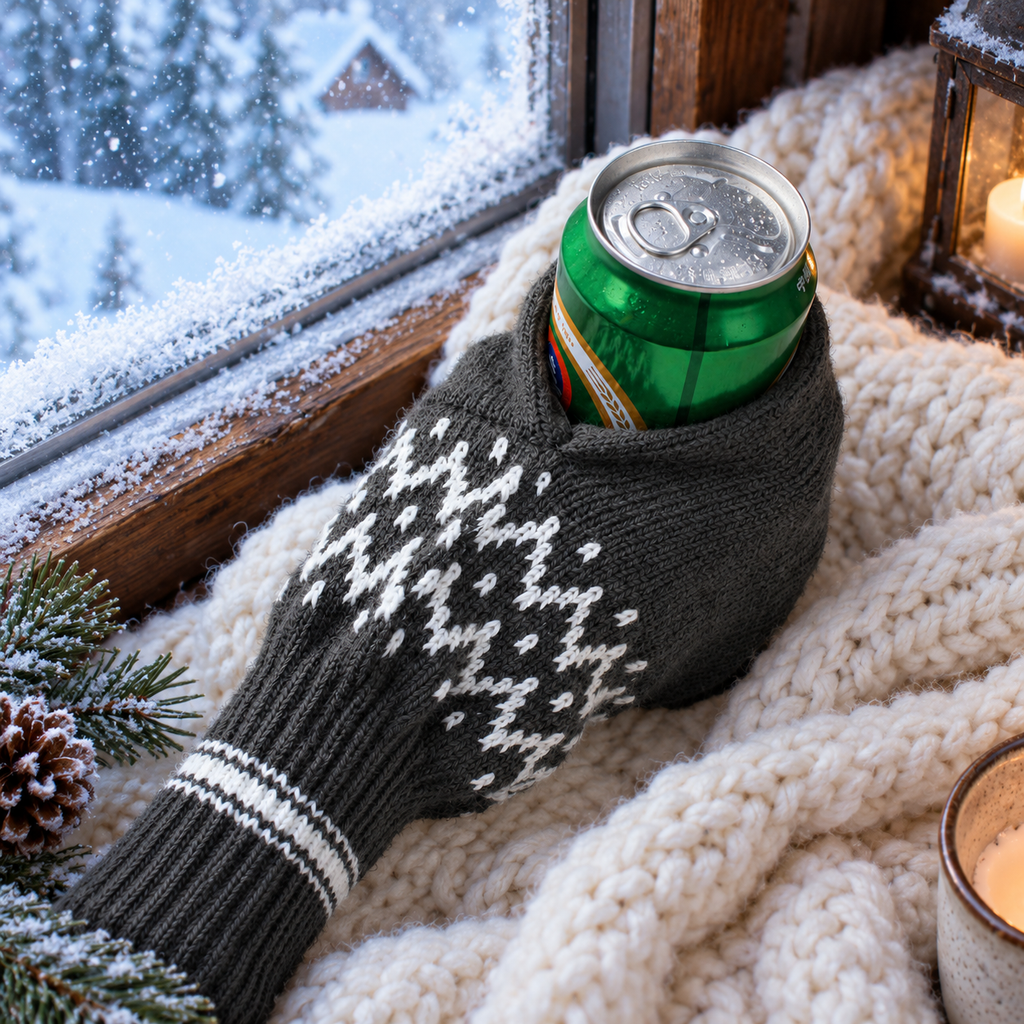 Knitted Beer Glove – Striped Warm Bottle Holder Mitten