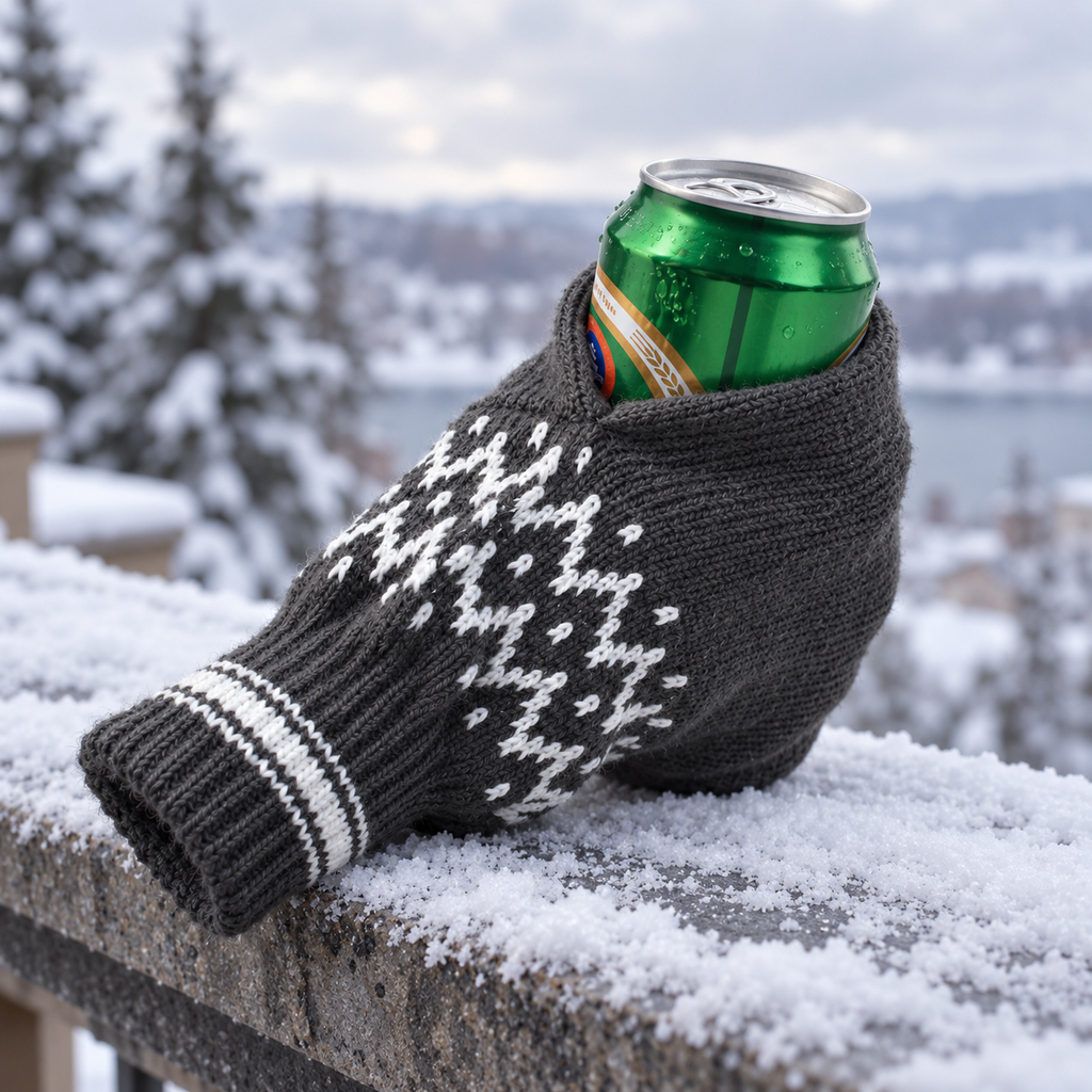Knitted Beer Glove – Striped Warm Bottle Holder Mitten