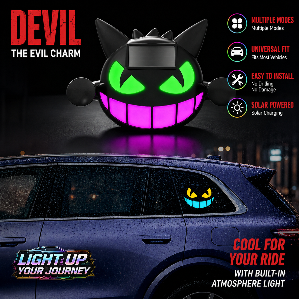Solar Powered Little Devil Car Rear Window Light – Multi-Mode Color Changing LED