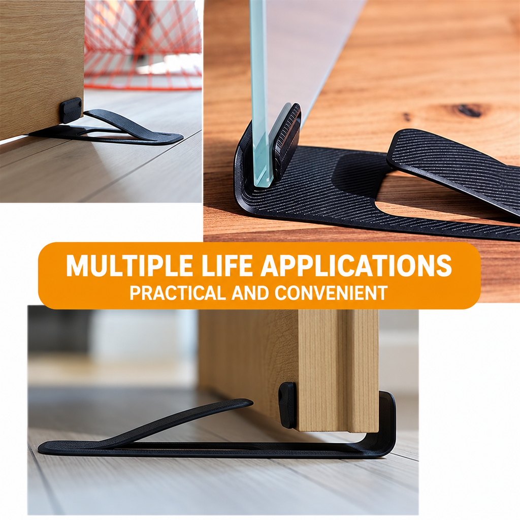 Self-Adhesive Spring Door Stop, No-Drill Foot-Operated Door Holder, Easy-Press Plastic Door Stopper for Home & Office, 1 or 4 Pack