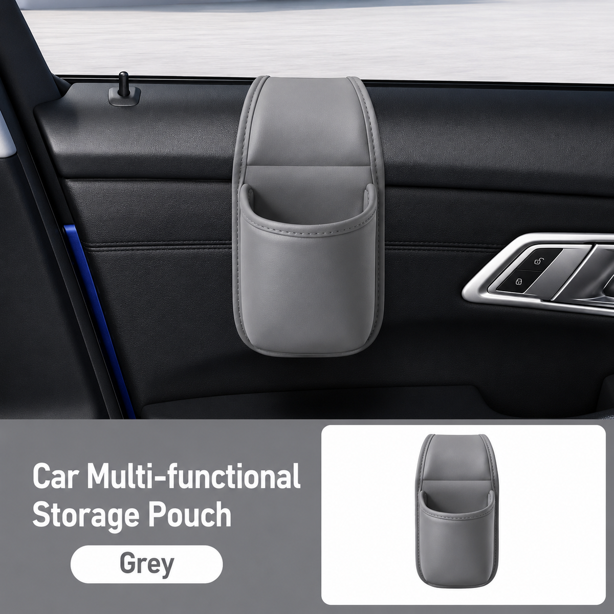 Car Door Storage Pocket, Double-Layer Organizer with Residue-Free Adhesive for Phones, Keys & Small Items, Fits Most Sedans, SUVs & Trucks