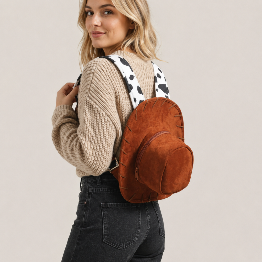 Cowboy Hat Backpack, Western Cosplay Costume Bag with Adjustable Shoulder Straps, Novelty Birthday Gift